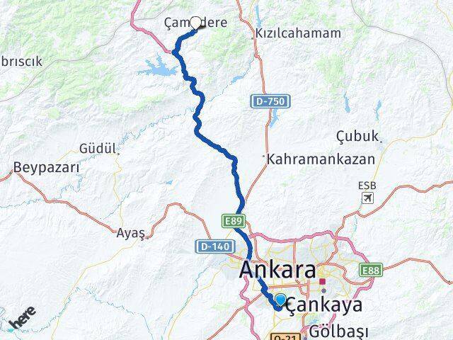 Beytepe Çamlıdere Arası Kaç Km - Yol Tarifi