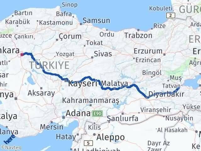 Ankara Çankaya Bitlis Arası Kaç Km - Yol Haritası