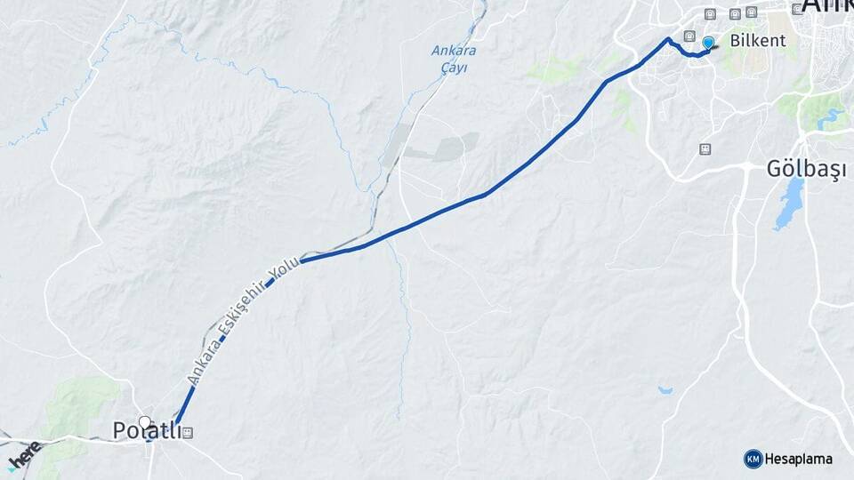 Ankara Çankaya Çayyolu Polatlı Arası Kaç Km - Yol Haritası