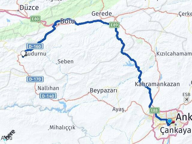 Çukurambar Mudurnu Arası Kaç Km - Yol Tarifi