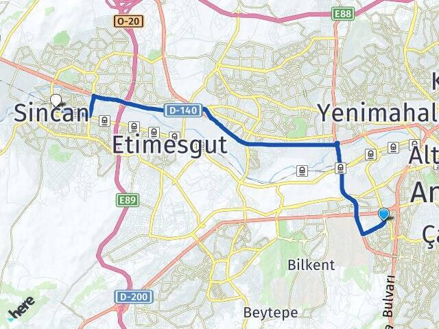 Çukurambar Sincan YHT Garı Arası Kaç Km - Yol Tarifi