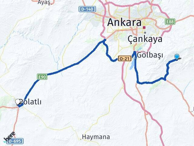 Evciler Polatlı YHT Garı Arası Kaç Km - Yol Tarifi