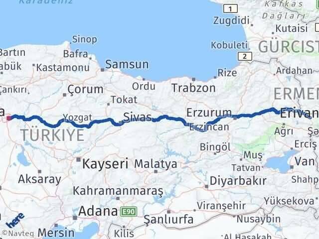 Ankara Çankaya Iğdır Arası Kaç Km - Yol Haritası