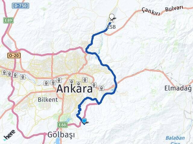 Karataş Esenboğa Havalimanı Arası Kaç Km - Yol Tarifi