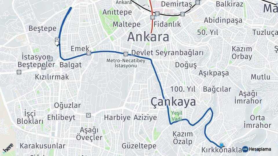 Kırkkonaklar Ankara AŞTİ Otogarı Arası Kaç Km - Yol Tarifi