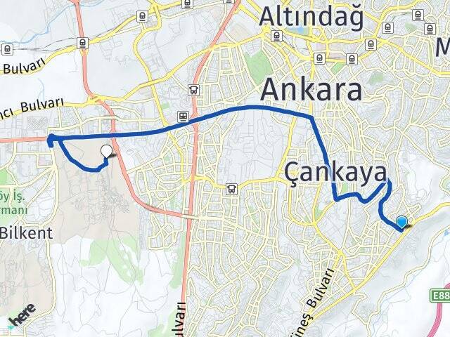 Kırkkonaklar Orta Doğu Teknik Üniversitesi (ODTÜ) Arası Kaç Km - Yol Tarifi