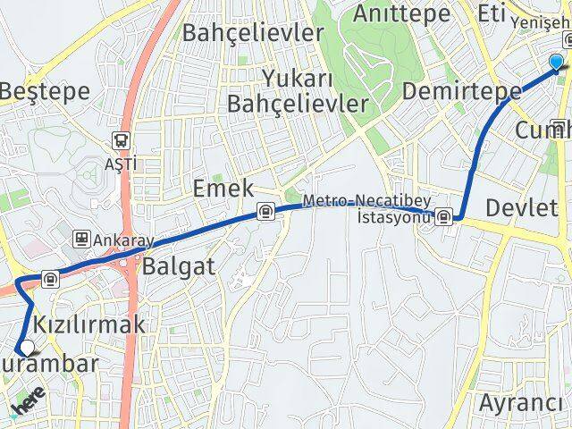 Kızılay Çukurambar Arası Kaç Km - Yol Tarifi