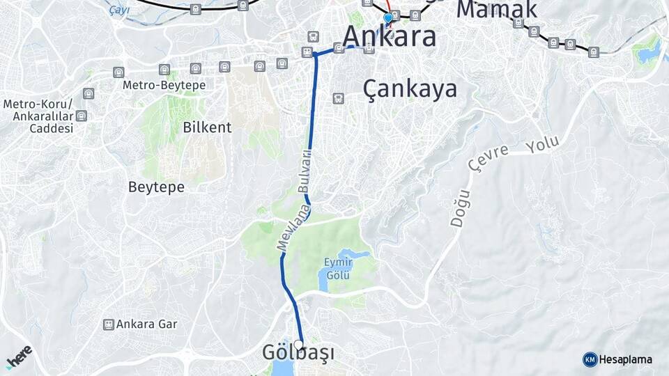 Ankara Çankaya Kızılay Gölbaşı Arası Kaç Km - Yol Haritası
