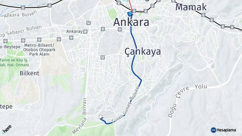 Kızılay Oran Arası Kaç Km - Yol Tarifi