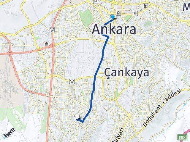Kızılay Şehit Cengiz Karaca Arası Kaç Km - Yol Tarifi