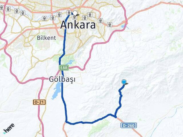 Kömürcü Ankara Tren Garı Arası Kaç Km - Yol Tarifi