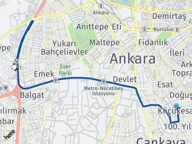 Küçükesat Ankara AŞTİ Otogarı Arası Kaç Km - Yol Tarifi