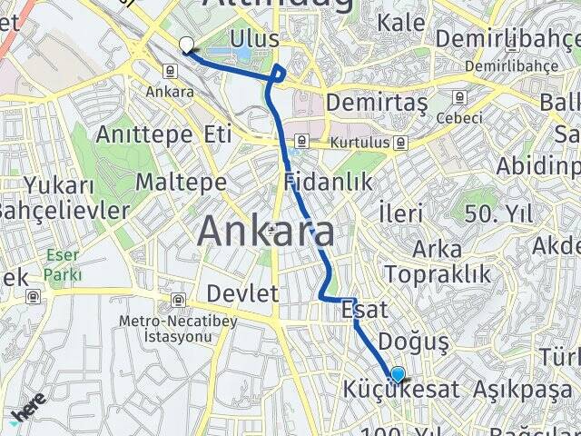 Küçükesat Ankara Tren Garı Arası Kaç Km - Yol Tarifi