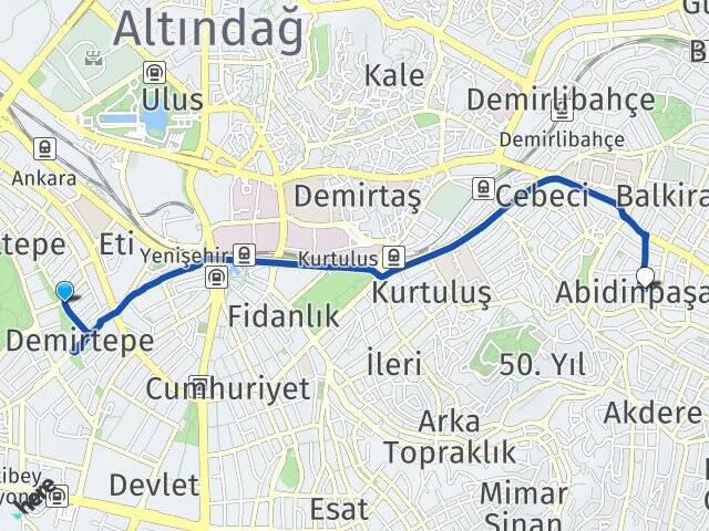Ankara Çankaya Maltepe Abidinpaşa Mamak Arası Kaç Km - Yol Haritası
