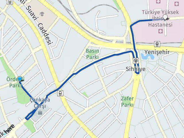 Ankara Çankaya Maltepe Hacettepe Altındağ Arası Kaç Km - Yol Haritası