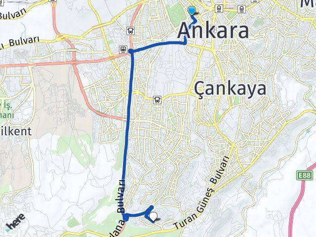 Ankara Çankaya Maltepe Oran Çankaya Arası Kaç Km - Yol Haritası