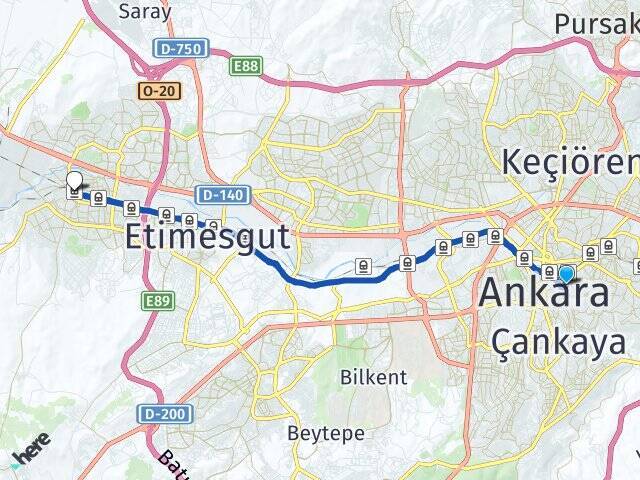Ön Cebeci Sincan YHT Garı Arası Kaç Km - Yol Tarifi