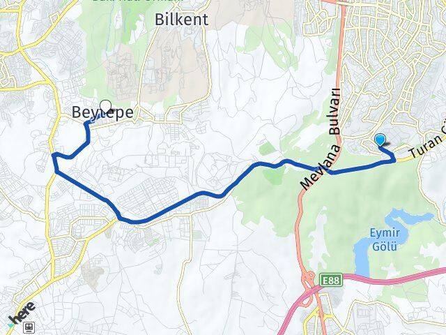 Ankara Çankaya Oran Beytepe Çankaya Arası Kaç Km - Yol Haritası