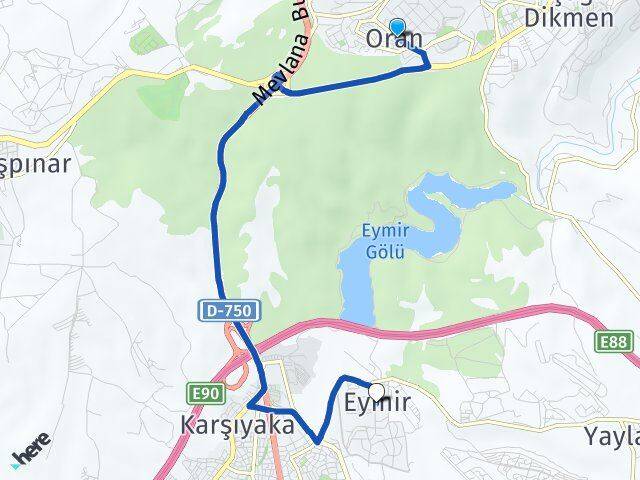 Ankara Çankaya Oran Eymir Gölbaşı Arası Kaç Km - Yol Haritası