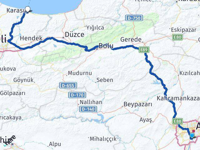 Oran Karasu Arası Kaç Km - Yol Tarifi