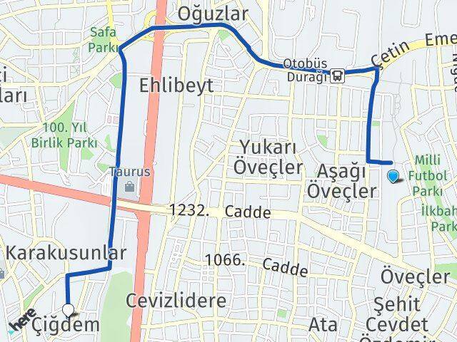 Ankara Çankaya Öveçler Çiğdem Çankaya Arası Kaç Km - Yol Haritası