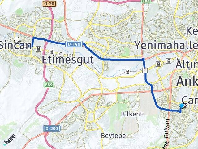 Öveçler Sincan YHT Garı Arası Kaç Km - Yol Tarifi
