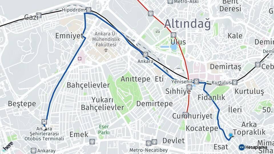 Seyranbağları Ankara AŞTİ Otogarı Arası Kaç Km - Yol Tarifi