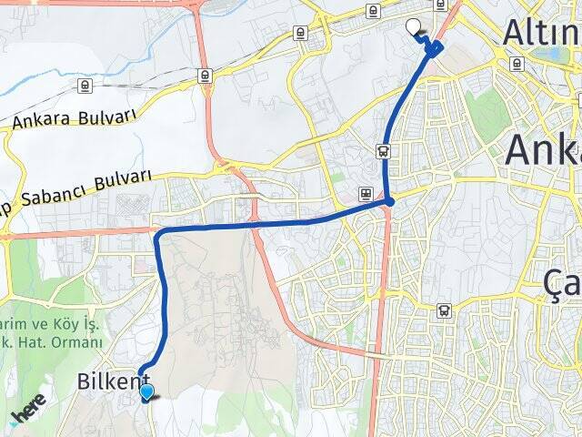 Üniversiteler Gazi Üniversitesi Arası Kaç Km - Yol Tarifi