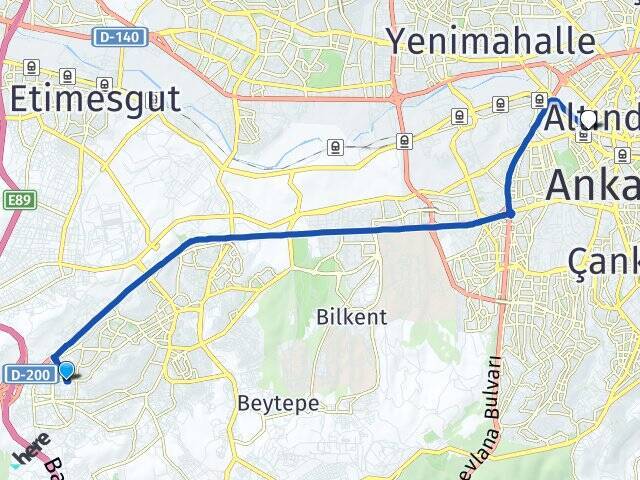 Yaşamkent Ankara Tren Garı Arası Kaç Km - Yol Tarifi