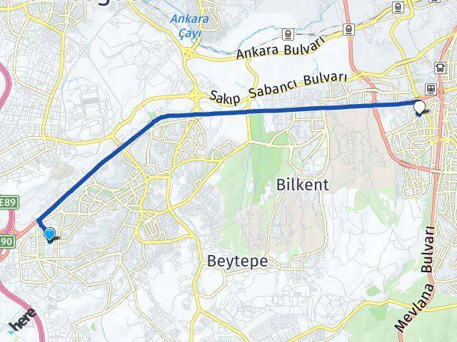 Yaşamkent Çukurambar Arası Kaç Km - Yol Tarifi