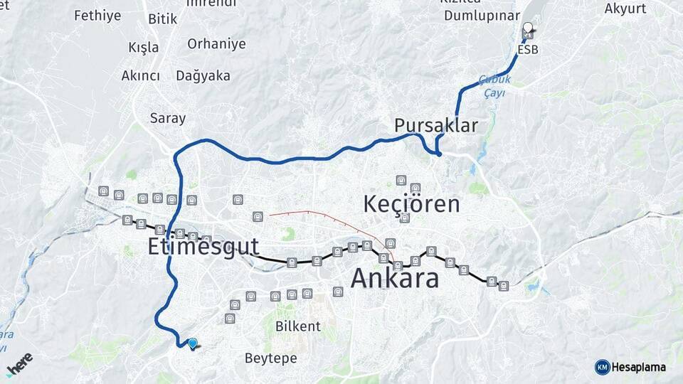 Yaşamkent Esenboğa Havalimanı Arası Kaç Km - Yol Tarifi