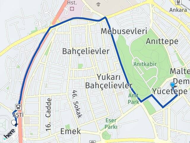 Yücetepe Ankara AŞTİ Otogarı Arası Kaç Km - Yol Tarifi