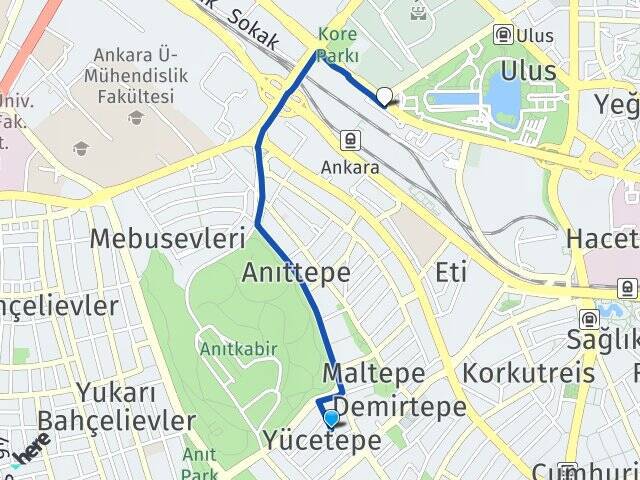 Yücetepe Ankara Tren Garı Arası Kaç Km - Yol Tarifi