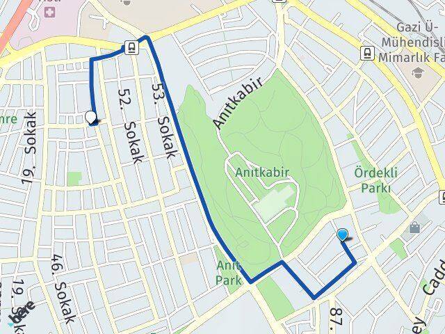 Ankara Çankaya Yücetepe Bahçelievler Çankaya Arası Kaç Km - Yol Haritası