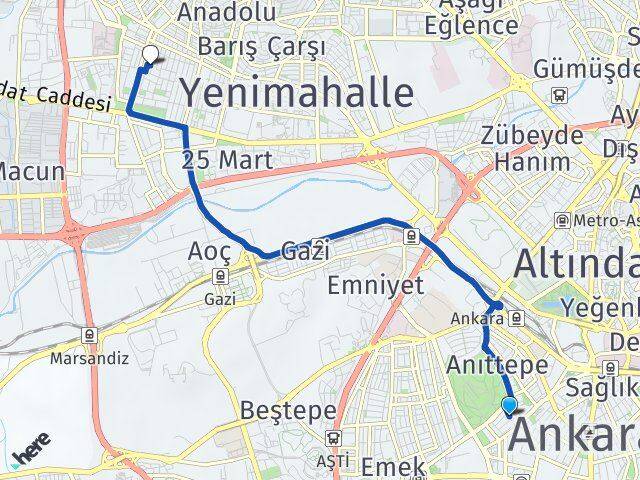 Yücetepe Yenimahalle Arası Kaç Km - Yol Tarifi