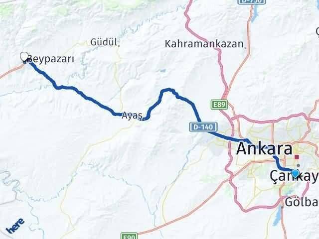 Yukarı Dikmen Beypazarı Arası Kaç Km - Yol Tarifi
