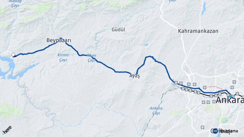 Ankara Çayırhan Nallıhan Arası Kaç Km - Yol Haritası