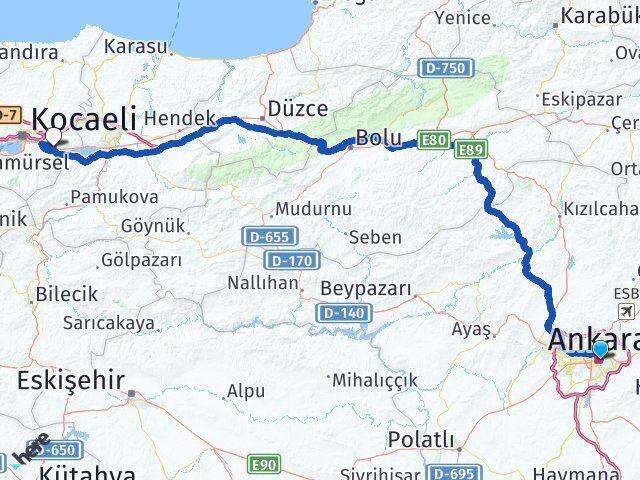 Ankara Cengiz Topel Havalimanı Arası Kaç Km - Yol Haritası