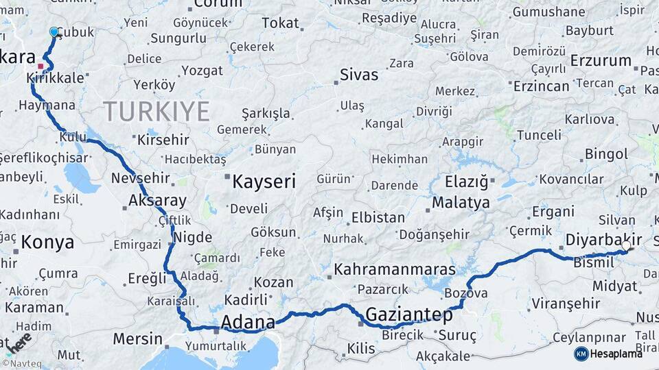 Çubuk Batman Arası Kaç Km - Yol Tarifi