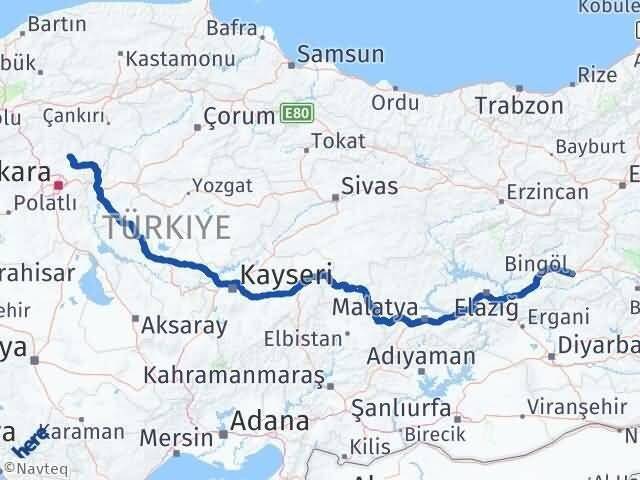 Ankara Çubuk Bingöl Arası Kaç Km - Yol Haritası