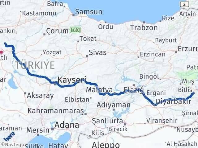 Ankara Çubuk Bitlis Arası Kaç Km - Yol Haritası