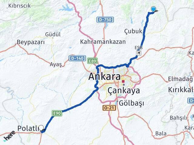 Dağkalafat Polatlı YHT Garı Arası Kaç Km - Yol Tarifi