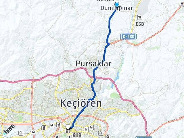 Dumlupınar Ankara Tren Garı Arası Kaç Km - Yol Tarifi