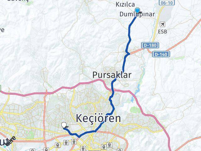 Ankara Çubuk Dumlupınar Yenimahalle Arası Kaç Km - Yol Haritası