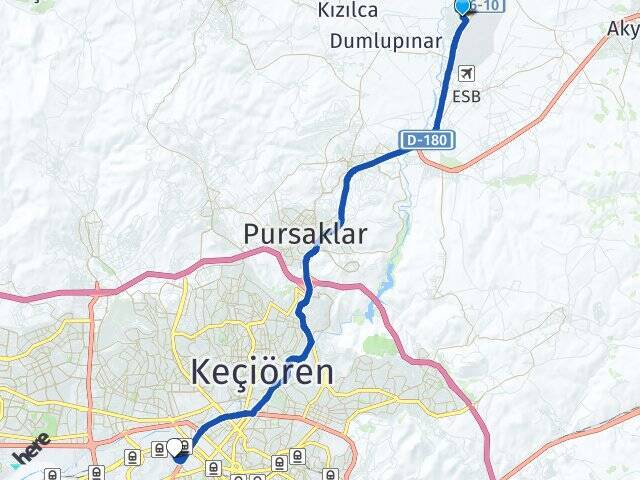 Esenboğa Gazi Üniversitesi Arası Kaç Km - Yol Tarifi