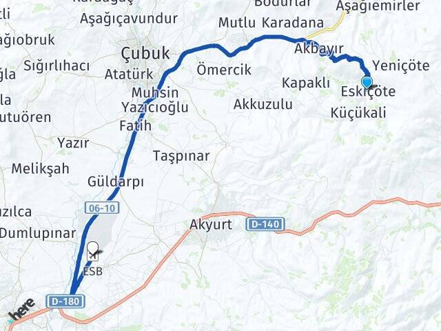 Eskiçöte Esenboğa Havalimanı Arası Kaç Km - Yol Tarifi