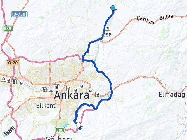 Güldarpı Yıldırım Beyazıt Üniversitesi Arası Kaç Km - Yol Tarifi