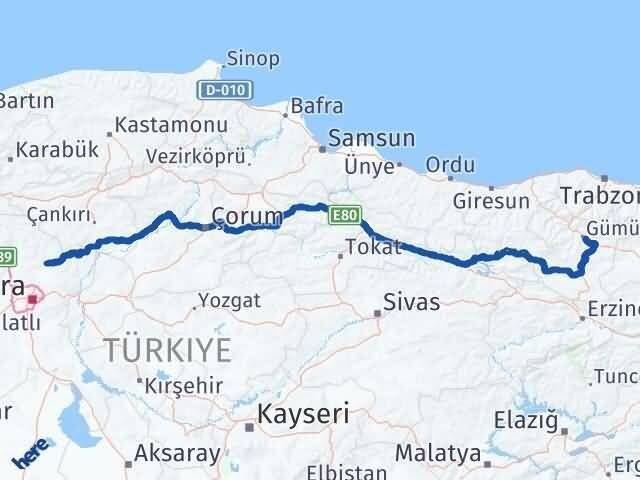 Çubuk Gümüşhane Arası Kaç Km - Yol Tarifi