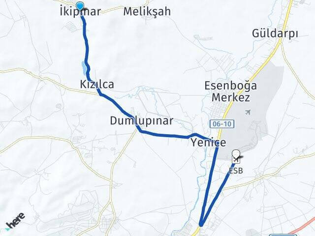İkipınar Esenboğa Havalimanı Arası Kaç Km - Yol Tarifi