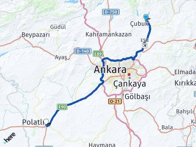 Karaağaç Polatlı YHT Garı Arası Kaç Km - Yol Tarifi